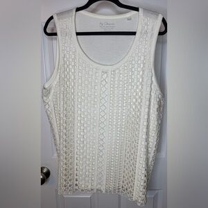Chico's Off White Textured Tank Top Size: 3 (XL)